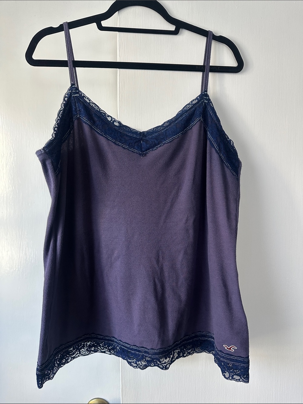 Hollister Purple Lace Cami with Navy Lace Trim